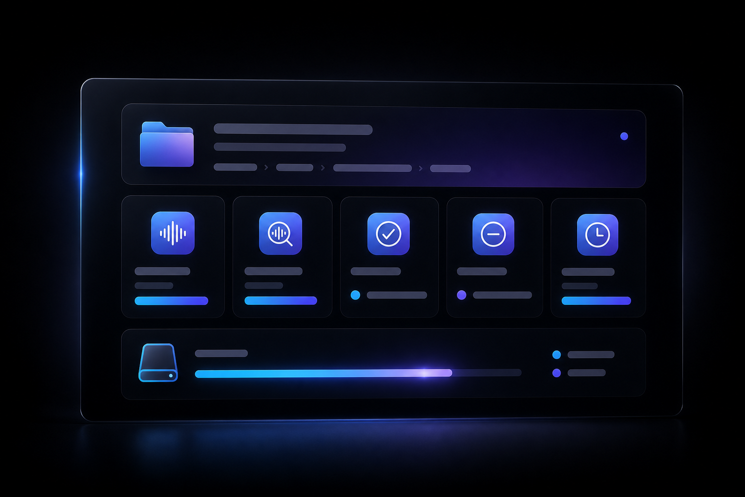 A dark EchoTag run-planning interface with source folder, audio scan, and disk capacity indicators.